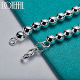 925 Silver Heart Lock 6mm Beads Chain Bracelet Women's Jewelry Christmas Gift