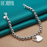 925 Silver Heart Lock Chain Bracelet Jewelry for Women