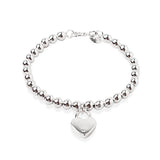925 Silver Heart Lock Chain Bracelet 6mm Beads, Women's Jewelry