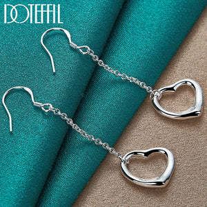 925 Silver Heart Drop Earrings Wedding Party Charm Jewelry