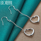 925 Silver Heart Drop Earrings Wedding Party Charm Jewelry