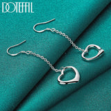 925 Silver Heart Drop Earrings Wedding Party Charm Jewelry