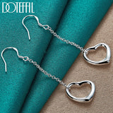 925 Silver Heart Drop Earrings Wedding Party Charm Jewelry