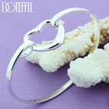 925 Silver Heart Bangle Bracelet Wedding Engagement Charm Jewelry