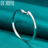 925 Silver Heart Bangle Bracelet Wedding Engagement Charm Jewelry