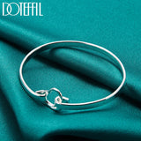 925 Silver Heart Bangle Bracelet Wedding Engagement Charm Jewelry