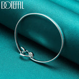 925 Silver Heart Bangle Bracelet Wedding Engagement Party Jewelry