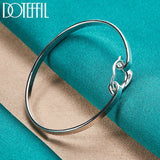 925 Silver Heart Bangle Bracelet Wedding Engagement Party Jewelry