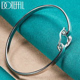 925 Silver Heart Bangle Bracelet Wedding Engagement Charm Jewelry