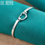 925 Silver Heart Bangle Bracelet Wedding Engagement Party Jewelry