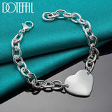 925 Silver Heart Pendant Bracelet Chain Wedding Engagement Jewelry