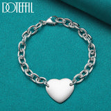 925 Silver Heart Pendant Bracelet Chain Wedding Engagement Jewelry