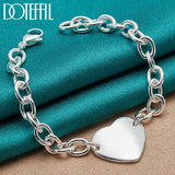 925 Silver Heart Pendant Bracelet Chain Wedding Engagement Jewelry