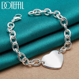 925 Silver Heart Pendant Bracelet Chain Wedding Engagement Jewelry