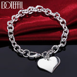 925 Silver Heart Pendant Bracelet, Women Wedding Jewelry