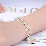 925 Silver Heart Pendant Bracelet, Women Wedding Jewelry