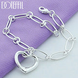 925 Silver Heart Pendant Bracelet Charm Wedding Jewelry