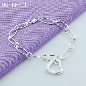 925 Silver Heart Pendant Bracelet Charm Wedding Jewelry