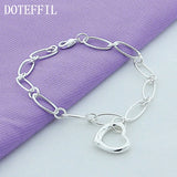 925 Silver Heart Pendant Bracelet Charm Wedding Jewelry
