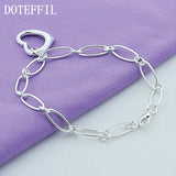 925 Silver Heart Pendant Bracelet Charm Wedding Jewelry