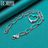 925 Silver Heart Pendant Bracelet Wedding Engagement Jewelry
