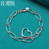 925 Silver Heart Pendant Bracelet Wedding Engagement Jewelry