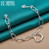 925 Silver Heart Pendant Bracelet Wedding Engagement Jewelry