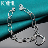 925 Silver Heart Pendant Bracelet Wedding Engagement Jewelry