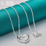925 Silver Heart Pendant Necklace Chain Wedding Jewelry