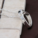 925 Silver Heart Pendant Necklace 18' Chain Wedding Engagement Jewelry