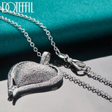925 Silver Heart Pendant Necklace 18" Snake Chain Wedding Engagement Party