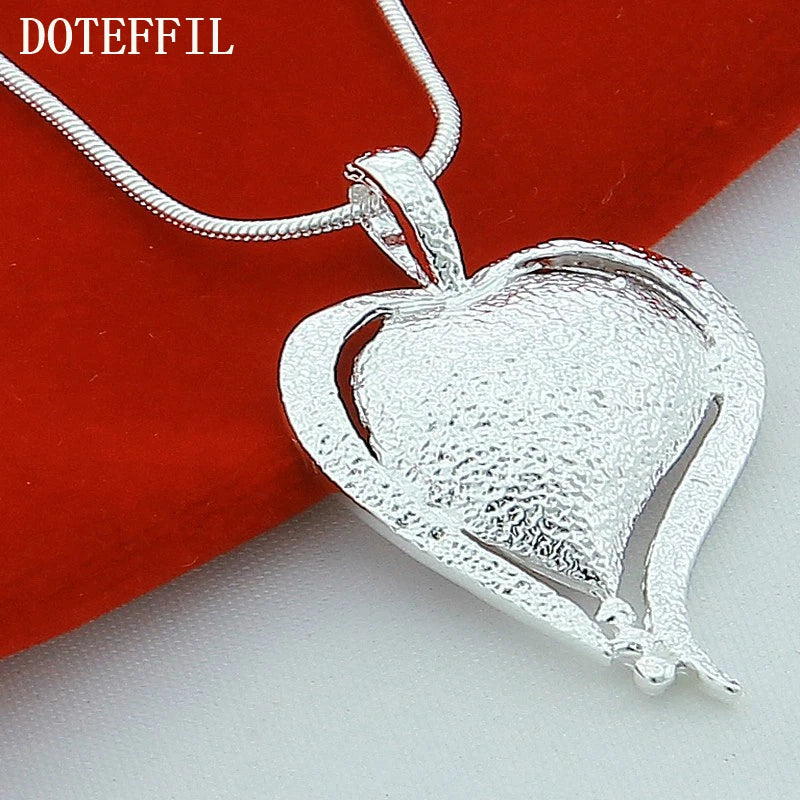 925 Silver Heart Pendant Necklace 18" Snake Chain Wedding Engagement Party