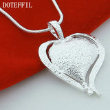925 Silver Heart Pendant Necklace 18" Snake Chain Wedding Engagement Party