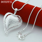 925 Silver Heart Pendant Necklace 18" Snake Chain Wedding Engagement Party