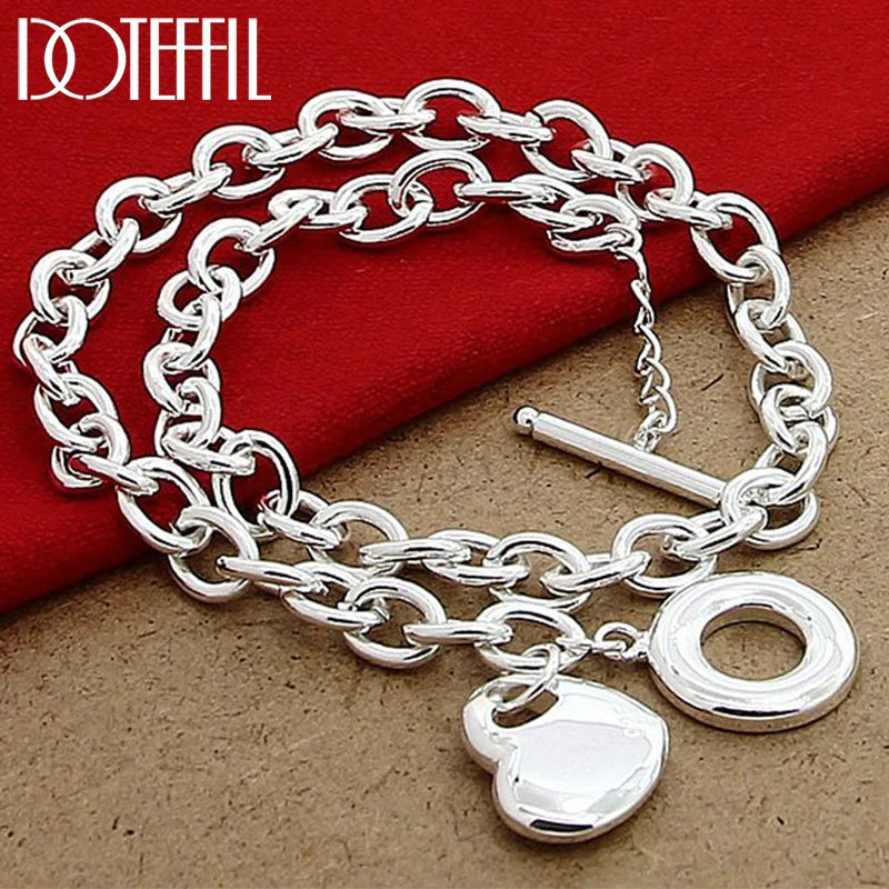 925 Silver Heart Pendant Necklace 18 Inch Chain Wedding Engagement Jewelry