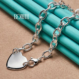 925 Silver Heart Pendant Necklace 18 Inches Chain Wedding Engagement Jewelry