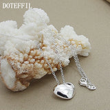 925 Sterling Silver Heart Pendant Necklace 18" Chain for Women