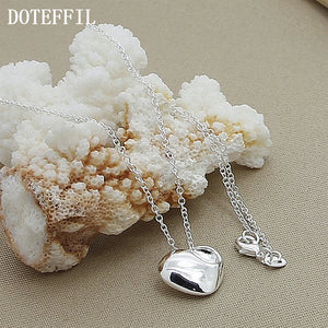 925 Sterling Silver Heart Pendant Necklace 18" Chain for Women