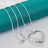 925 Silver Heart Photo Frame Necklace Snake Chain 16-30 inch Wedding Charm Gift