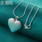 925 Silver Heart Photo Frame Necklace Snake Chain 16-30 inch Wedding Charm Gift