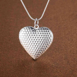 925 Silver Heart Photo Frame Necklace Snake Chain 16-30 inch Wedding Charm Gift