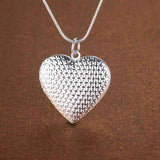 925 Silver Heart Photo Frame Necklace Snake Chain 16-30 inch Wedding Charm Gift