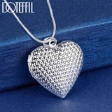 925 Silver Heart Photo Frame Necklace Snake Chain 16-30 inch Wedding Charm Gift