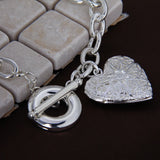 925 Silver Heart Photo Frame Bracelet Wedding Jewelry