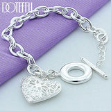 925 Silver Heart Photo Frame Bracelet Wedding Jewelry