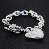 925 Silver Heart Photo Frame Bracelet Wedding Jewelry