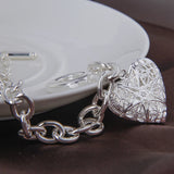 925 Silver Heart Photo Frame Bracelet Wedding Jewelry