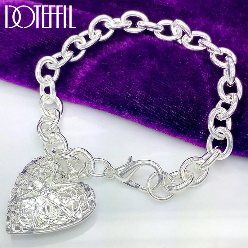 925 Silver Heart Photo Frame Bracelet
