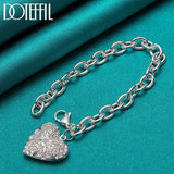 925 Silver Heart Photo Frame Pendant Bracelet Wedding Jewelry