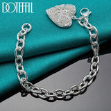 925 Silver Heart Photo Frame Pendant Bracelet Wedding Jewelry